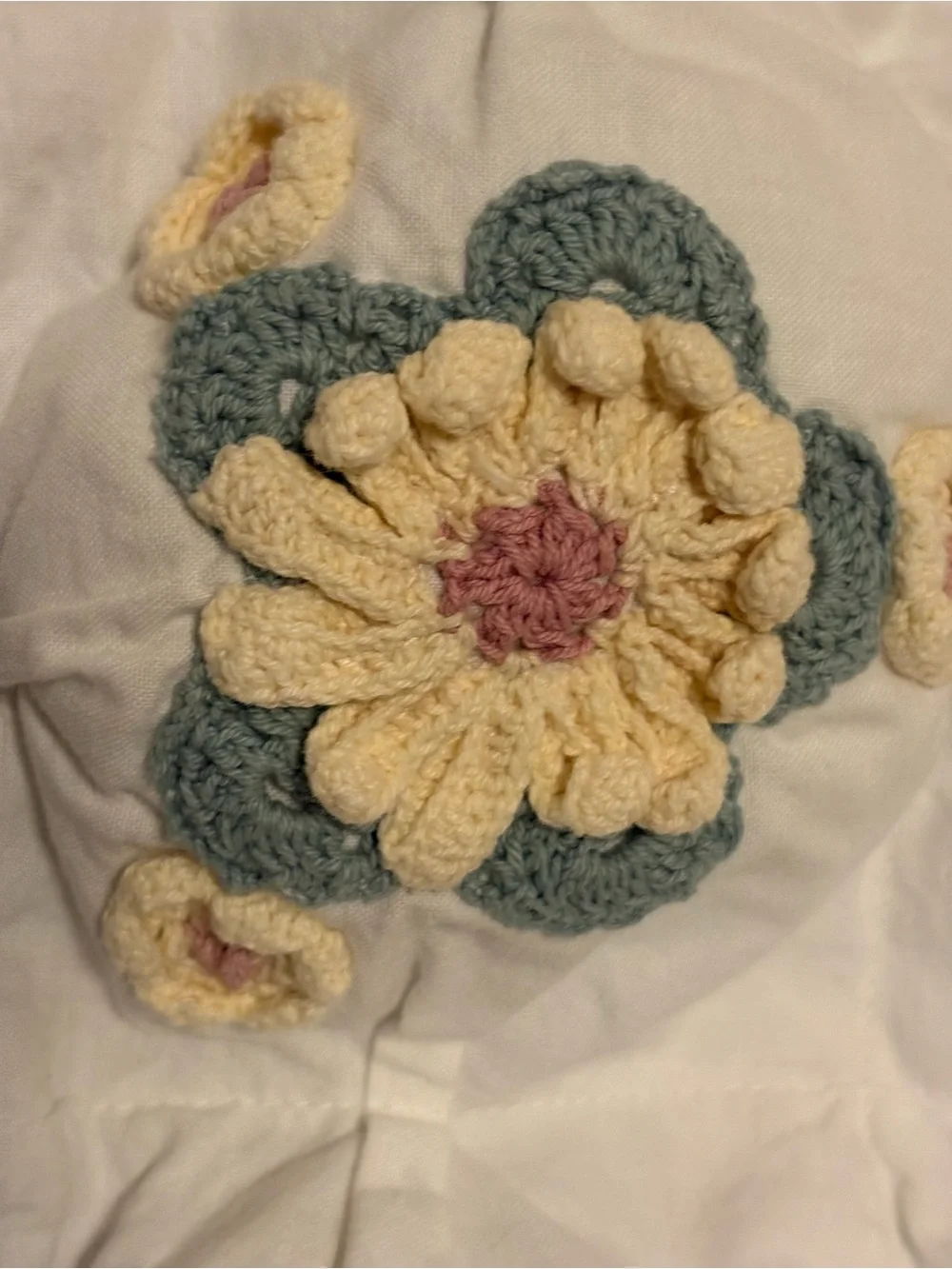 Vintage JCPenney Home Collection 7 Piece Full Puff Yo-Yo Floral Bedding Set